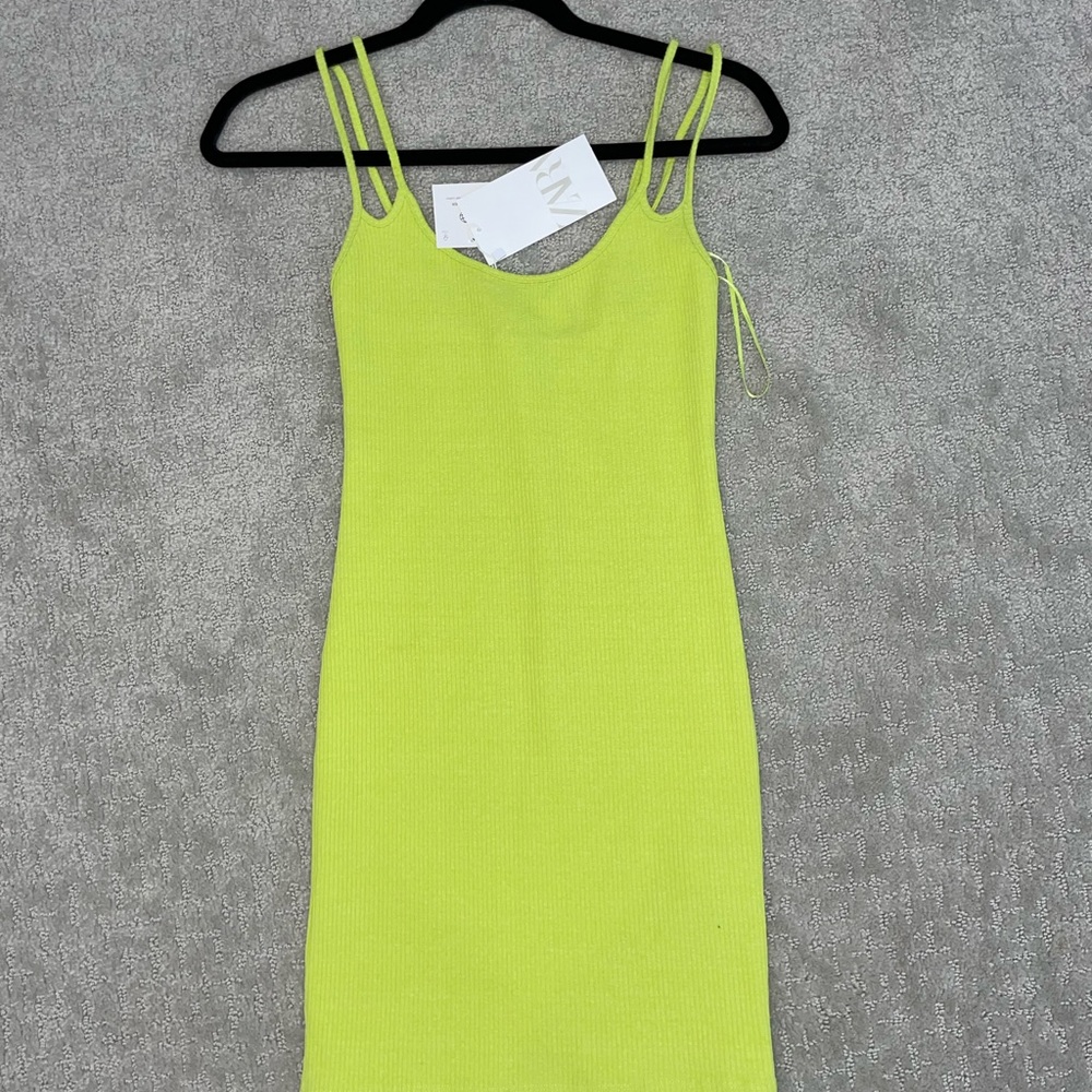 Zara Ribbed Dress in Lime Green Size Small